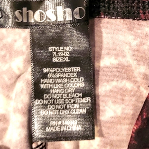 ShoSho Womens Yoga Sports Leggings Activewear  Tummy Control Wine Feather XL - Picture 2 of 8